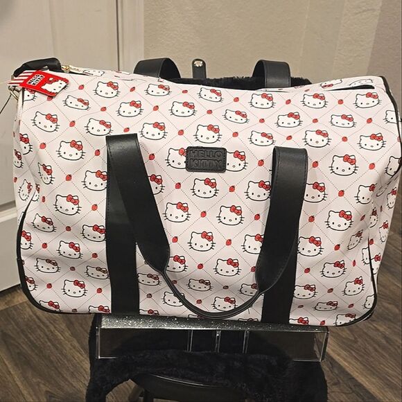 Hello Kitty By Sanrio Face/Bow Logo Rolling Travel Duffel Bag - Picture 9 of 12